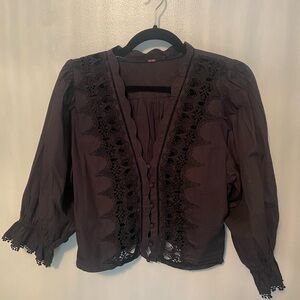 Free People Navy Blouse